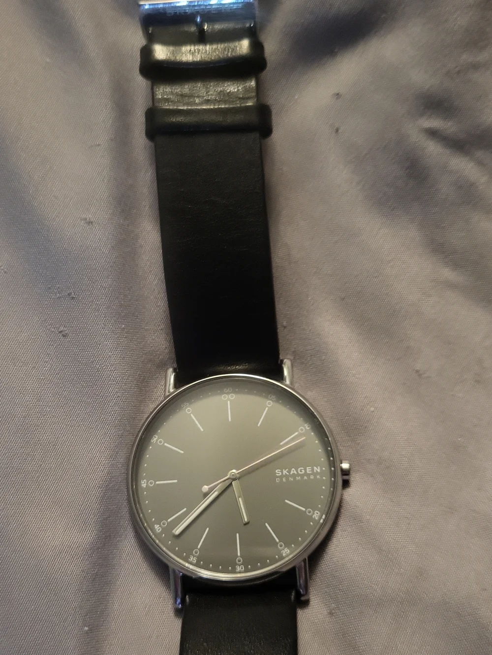 Skagen Denmark Signature Black Unisex Watch Quartz Movement Leather Strap
